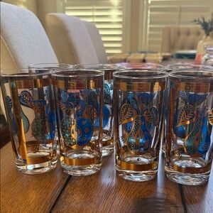 Georges Briard Forbidden Fruit pattern 12 oz bar glasses